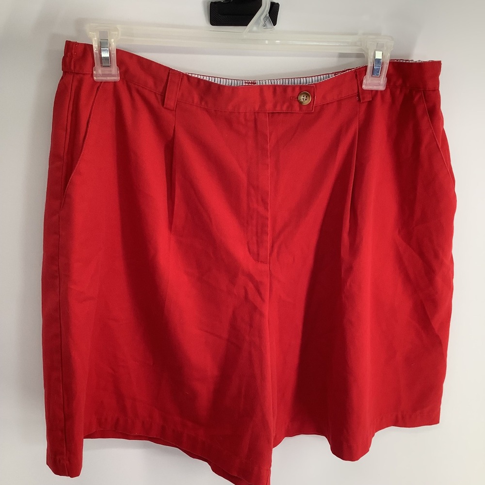 Karen Scott Sport Red‎ Pleated Chino Shorts Plus Size 18W Elastic Waist